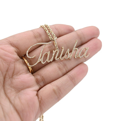 10k Yellow Gold 1.25CTW Natural Diamond "Tanisha" Name Letter Pendant 3.6g Charm - Elite Jewelers - Charms & Pendants