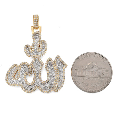 10k Yellow Gold 1.25CTW Natural Muslim "Allah" Diamond Pendant 10g Arabic Charm - Elite Jewelers - Charms & Pendants