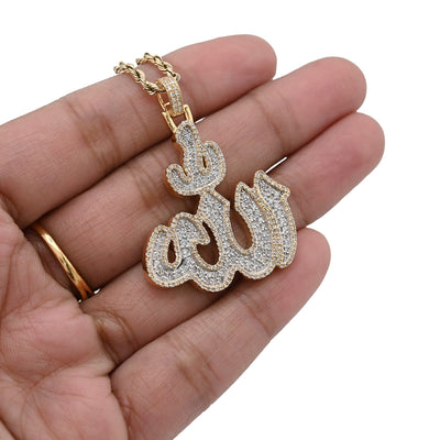 10k Yellow Gold 1.25CTW Natural Muslim "Allah" Diamond Pendant 10g Arabic Charm - Elite Jewelers - Charms & Pendants