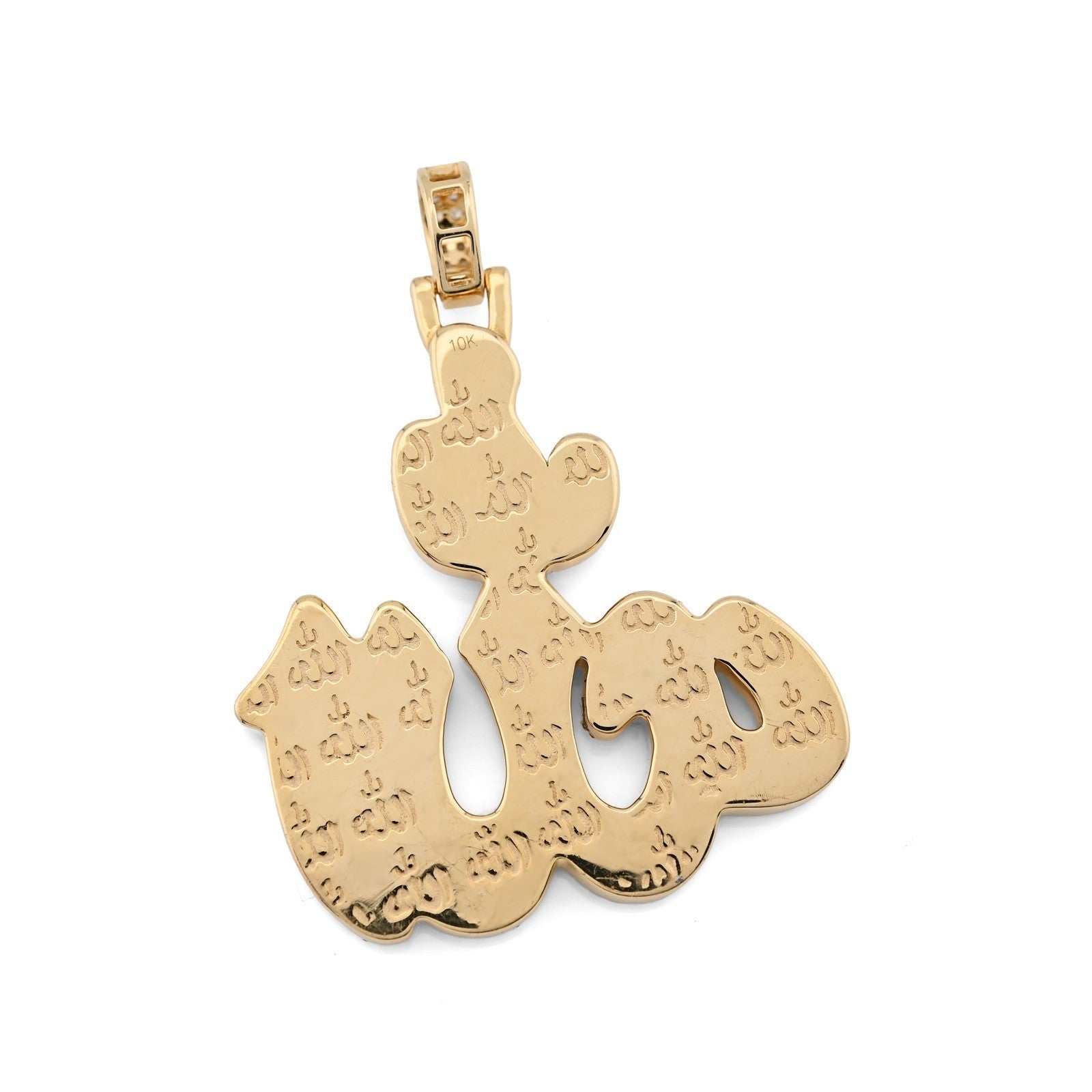 10k Yellow Gold 1.25CTW Natural Muslim "Allah" Diamond Pendant 10g Arabic Charm - Elite Jewelers - Charms & Pendants