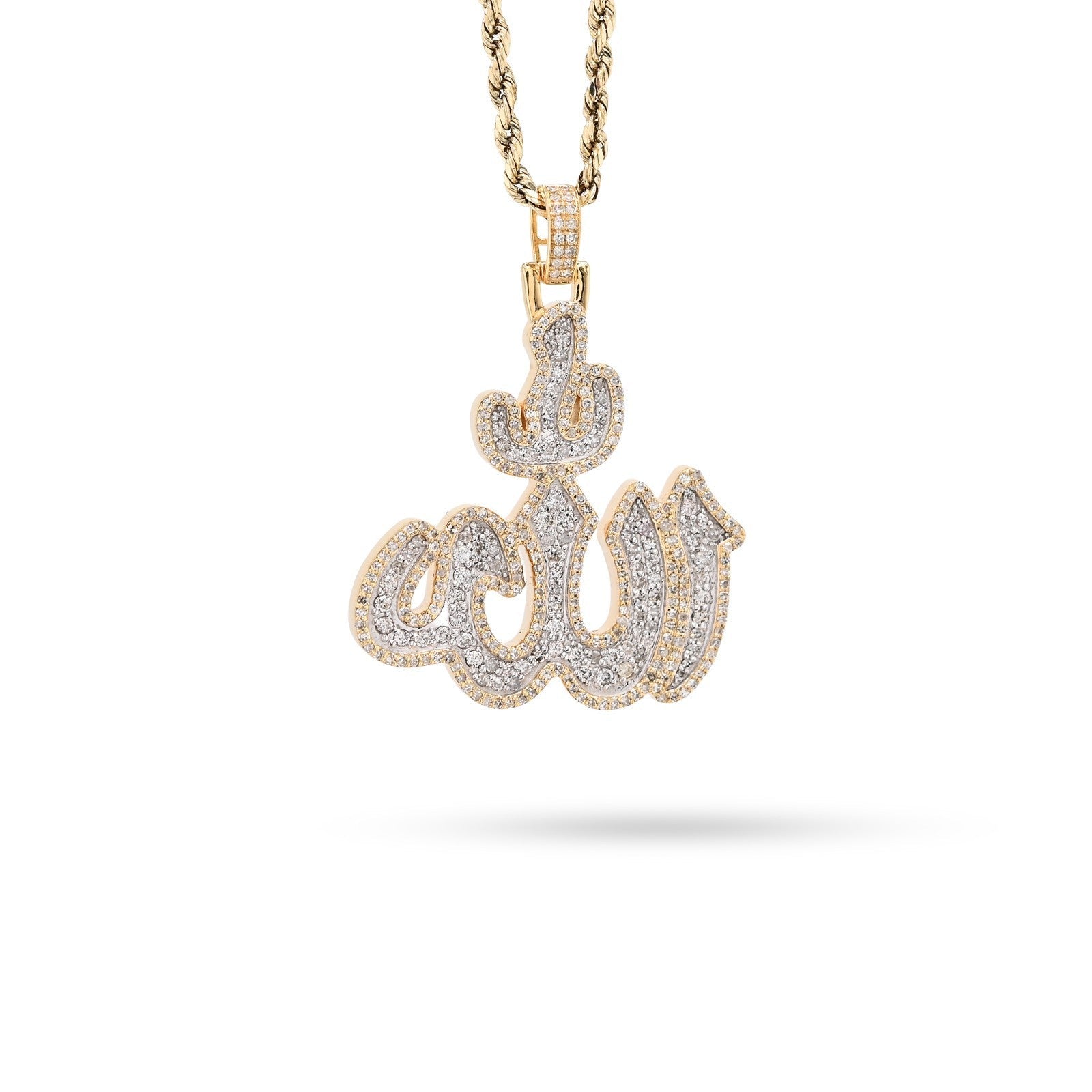 10k Yellow Gold 1.25CTW Natural Muslim "Allah" Diamond Pendant 10g Arabic Charm - Elite Jewelers - Charms & Pendants