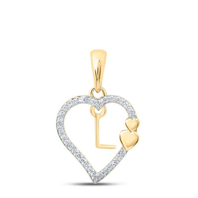 10k Yellow Gold 1.29gms 0.1CTW Natural Diamond Initial "L" Heart Pendant Charm - Elite Jewelers - Charms & Pendants