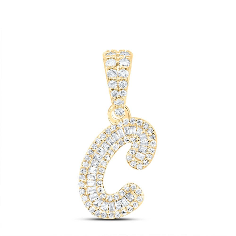 10k Yellow Gold 1.29gms 0.3CTW Natural Diamond Initial "C" Letter Pendant Charm - Elite Jewelers - Charms & Pendants