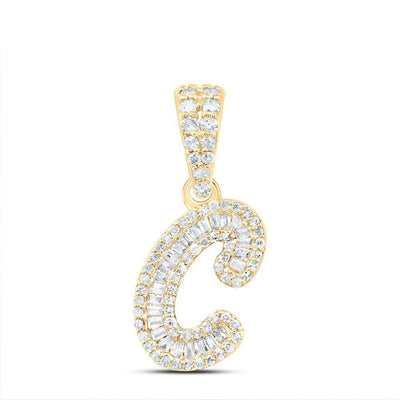 10k Yellow Gold 1.29gms 0.3CTW Natural Diamond Initial "C" Letter Pendant Charm - Elite Jewelers - Charms & Pendants