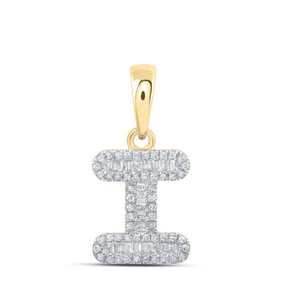 10k Yellow Gold 1.29gms 0.3CTW Natural Diamond Initial "I" Letter Pendant Charm - Elite Jewelers - Charms & Pendants