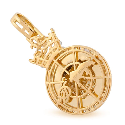 10k Yellow Gold 12g 3.75CTW Real Round/Baguette Diamond Lion Crown Pendant Charm - Elite Jewelers - Charms & Pendants