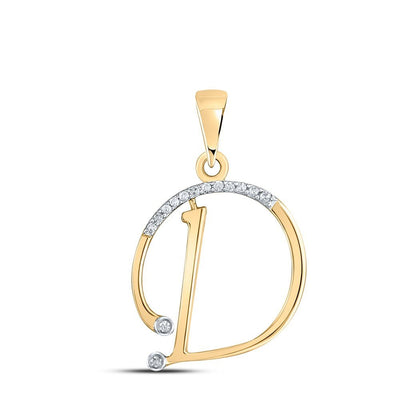 10k Yellow Gold 1.2gms 0.07CTW Natural Diamond Initial "D " Letter Pendant Charm - Elite Jewelers - Charms & Pendants