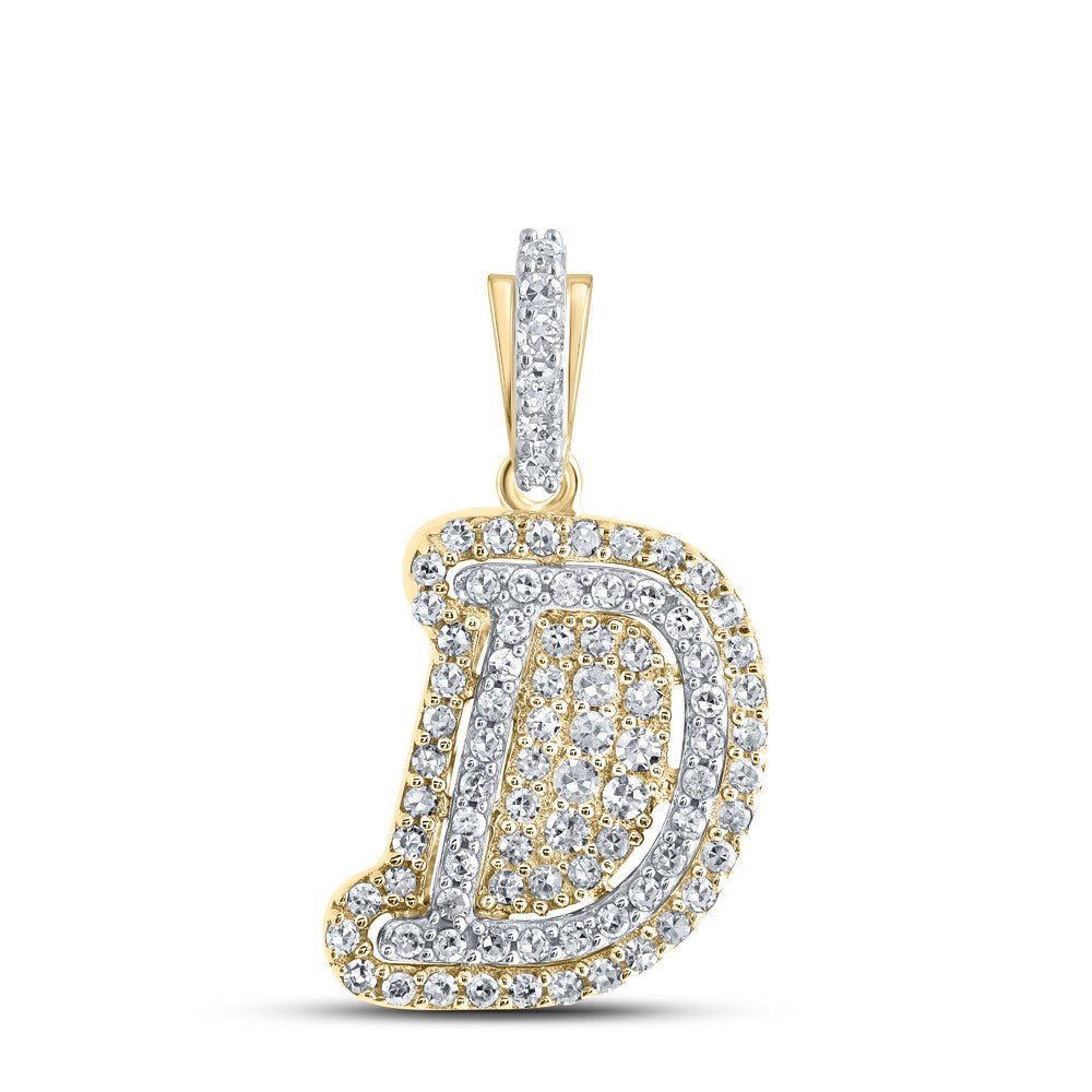 10k Yellow Gold 1.2gms 0.22CTW Natural Diamond Initial "D" Letter Pendant Charm - Elite Jewelers - Charms & Pendants