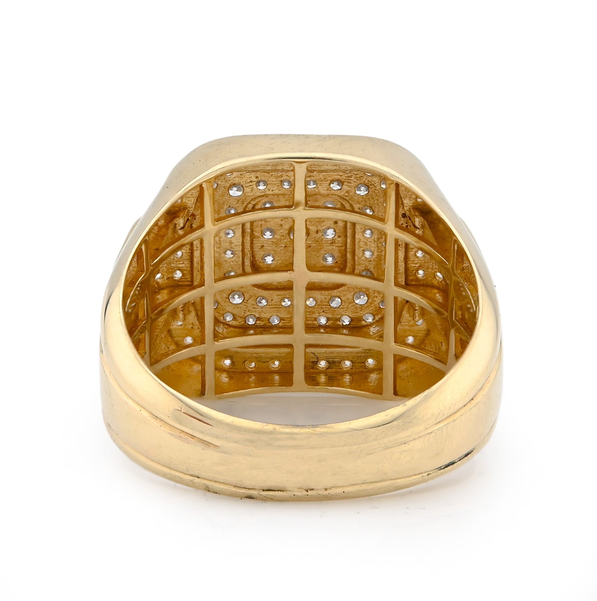 10K Yellow Gold 1.30CT Square Shape 3 Level Men Natural Diamond Pinky Ring - Elite Jewelers - Rings