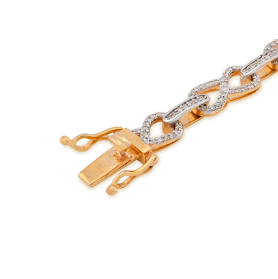 10K Yellow Gold 1.35CT Infinity Link 7" Natural Diamond Men Women Bracelet - Elite Jewelers - Bracelets