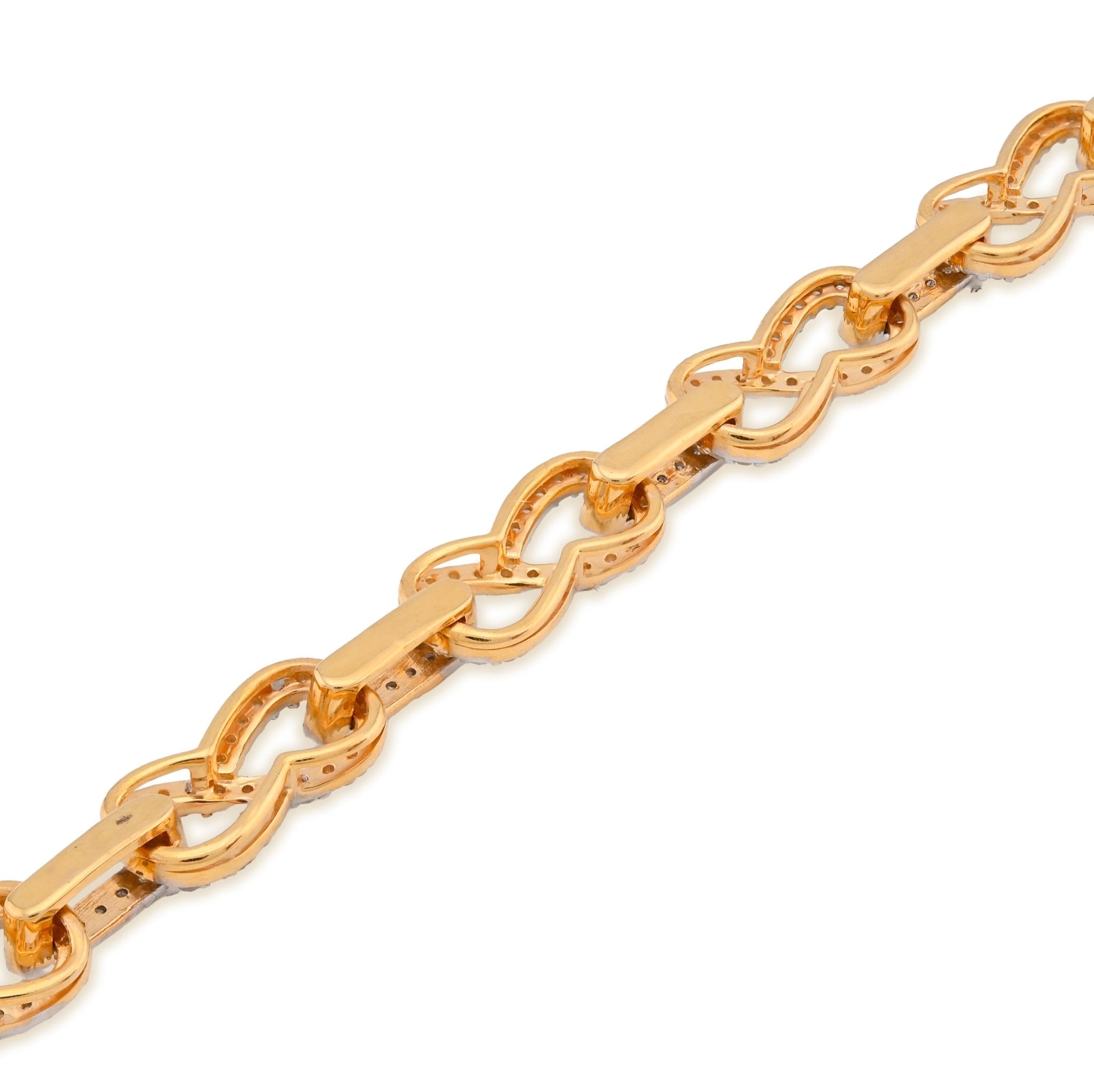 10K Yellow Gold 1.35CT Infinity Link 7" Natural Diamond Men Women Bracelet - Elite Jewelers - Bracelets