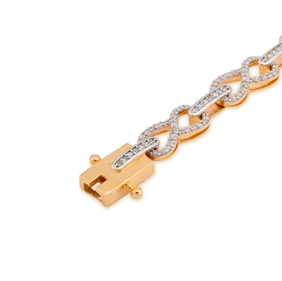 10K Yellow Gold 1.35CT Infinity Link 7" Natural Diamond Men Women Bracelet - Elite Jewelers - Bracelets