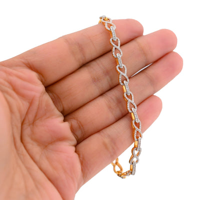 10K Yellow Gold 1.35CT Infinity Link 7" Natural Diamond Men Women Bracelet - Elite Jewelers - Bracelets