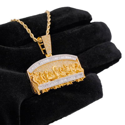10K Yellow Gold 1.35CT Last Supper Baguette Natural Diamond Pendant Men Charm - Elite Jewelers-Charms & Pendants