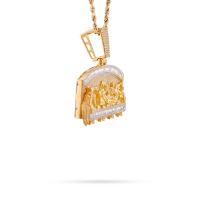 10K Yellow Gold 1.35CT Last Supper Baguette Natural Diamond Pendant Men Charm - Elite Jewelers-Charms & Pendants
