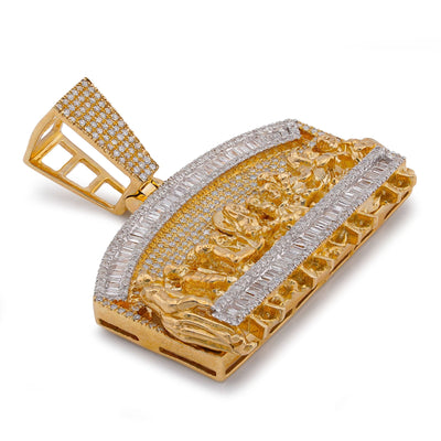 10K Yellow Gold 1.35CT Last Supper Baguette Natural Diamond Pendant Men Charm - Elite Jewelers-Charms & Pendants