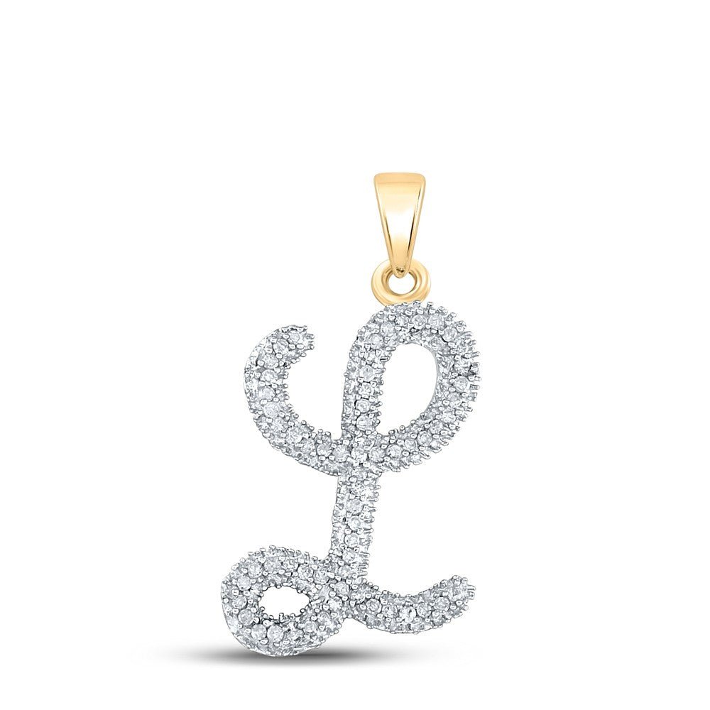 10k Yellow Gold 1.36gms 0.17CTW Natural Diamond Initial "L" Letter Pendant Charm - Elite Jewelers - Charms & Pendants