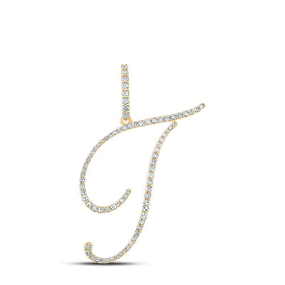 10k Yellow Gold 1.36gms 0.42CTW Natural Diamond Initial "T" Letter Pendant Charm - Elite Jewelers - Charms & Pendants