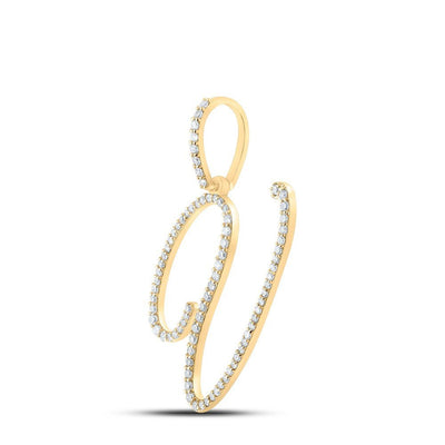 10k Yellow Gold 1.36gms 0.47CTW Natural Diamond Initial "V" Letter Pendant Charm - Elite Jewelers - Charms & Pendants