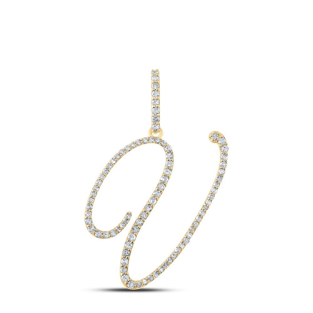 10k Yellow Gold 1.36gms 0.47CTW Natural Diamond Initial "V" Letter Pendant Charm - Elite Jewelers - Charms & Pendants