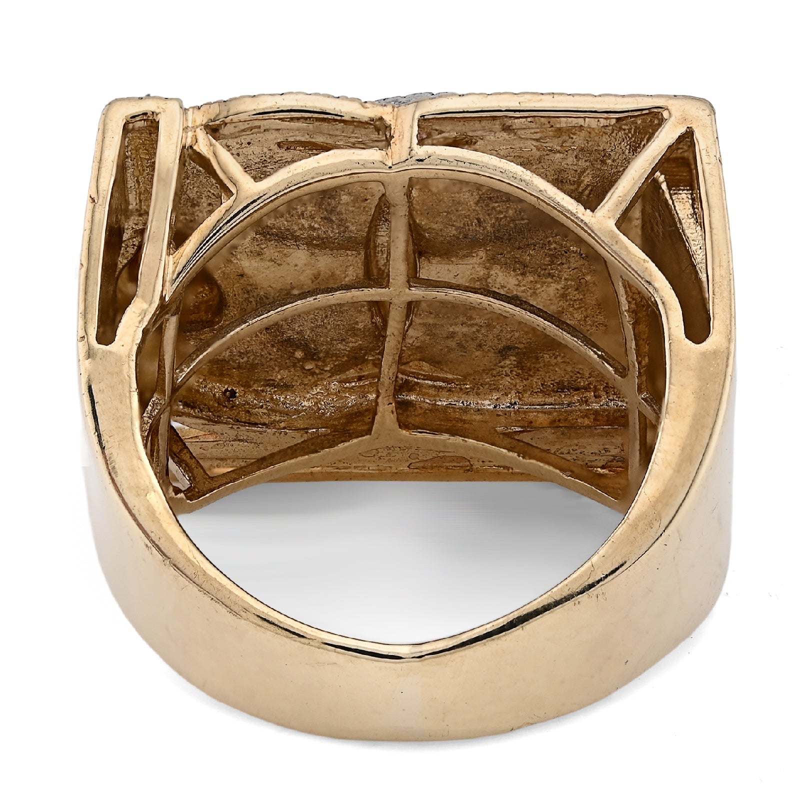 10K Yellow Gold 1.38CT Dream Chasers Inital Natural Diamond Money Bag Men Pinky Ring - Elite Jewelers - Rings