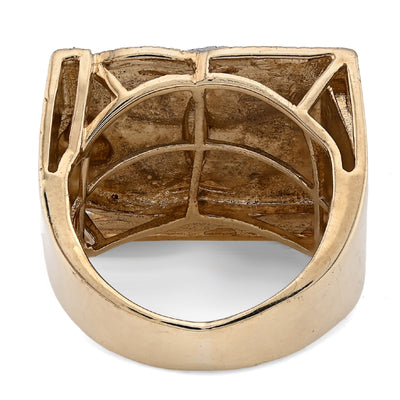 10K Yellow Gold 1.38CT Dream Chasers Inital Natural Diamond Money Bag Men Pinky Ring - Elite Jewelers - Rings