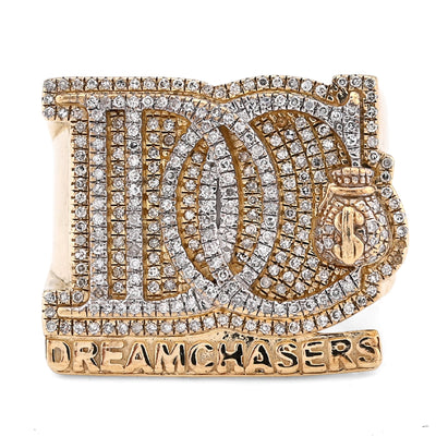10K Yellow Gold 1.38CT Dream Chasers Inital Natural Diamond Money Bag Men Pinky Ring - Elite Jewelers - Rings