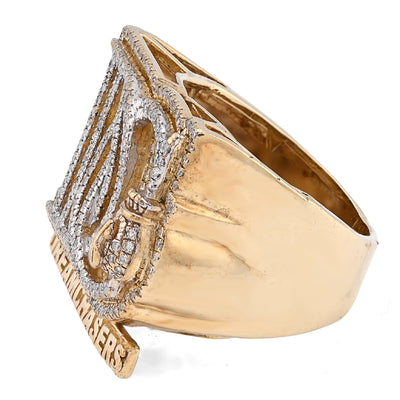 10K Yellow Gold 1.38CT Dream Chasers Inital Natural Diamond Money Bag Men Pinky Ring - Elite Jewelers - Rings