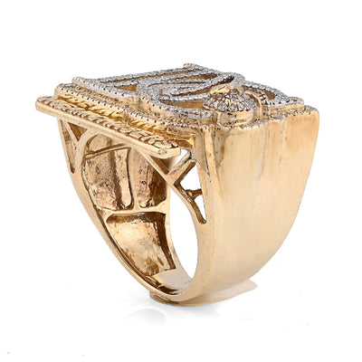 10K Yellow Gold 1.38CT Dream Chasers Inital Natural Diamond Money Bag Men Pinky Ring - Elite Jewelers - Rings