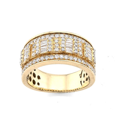 10K Yellow Gold 1.38CT Round/Baguette Natural Diamond Men Ring 8.8g - Elite Jewelers - Rings