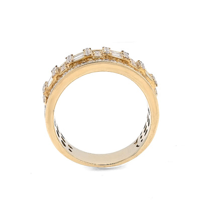 10K Yellow Gold 1.38CT Round/Baguette Natural Diamond Men Ring 8.8g - Elite Jewelers - Rings