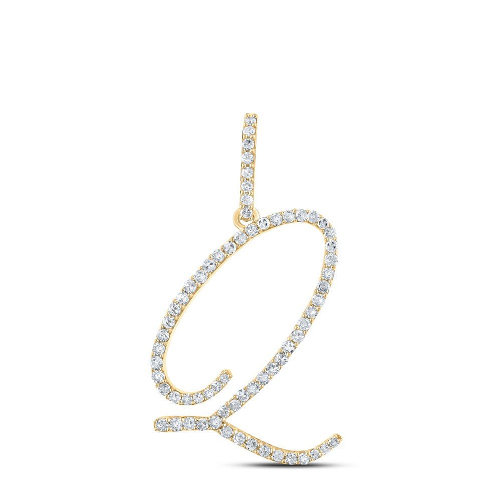 10k Yellow Gold 1.38gms 0.47CTW Natural Diamond Initial "Q" Letter Pendant Charm - Elite Jewelers - Charms & Pendants