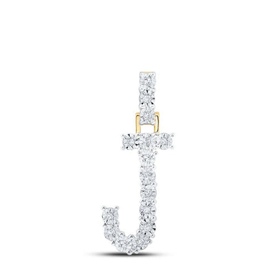 10k Yellow Gold 1.39gms 0.08CTW Natural Diamond Initial "J" Letter Pendant Charm - Elite Jewelers - Charms & Pendants