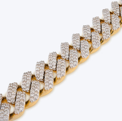 10K Yellow Gold 13CT Natural Diamond 14MM Cuban Link Bracelet 8" Men Women 56.4g - Elite Jewelers - Bracelets