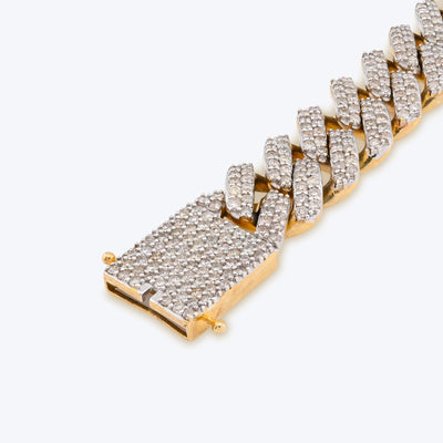 10K Yellow Gold 13CT Natural Diamond 14MM Cuban Link Bracelet 8" Men Women 56.4g - Elite Jewelers - Bracelets