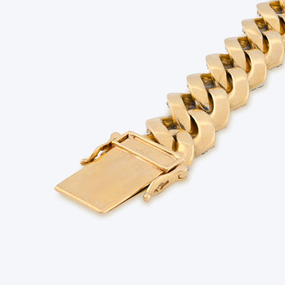 10K Yellow Gold 13CT Natural Diamond 14MM Cuban Link Bracelet 8" Men Women 56.4g - Elite Jewelers - Bracelets