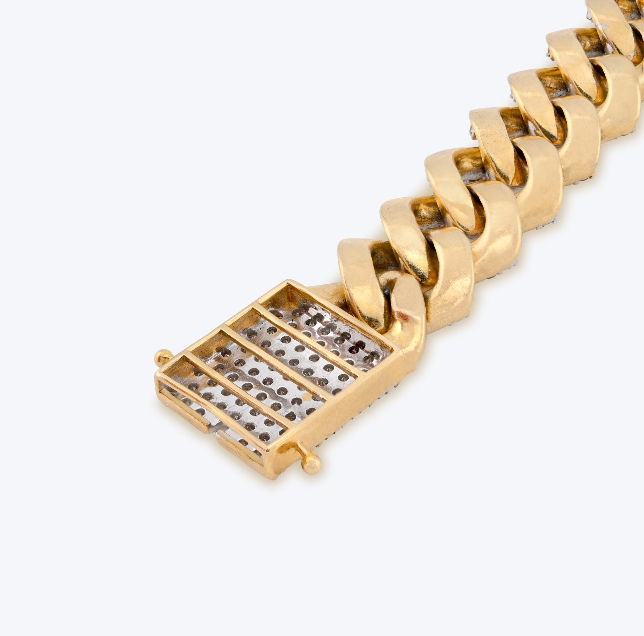 10K Yellow Gold 13CT Natural Diamond 14MM Cuban Link Bracelet 8" Men Women 56.4g - Elite Jewelers - Bracelets