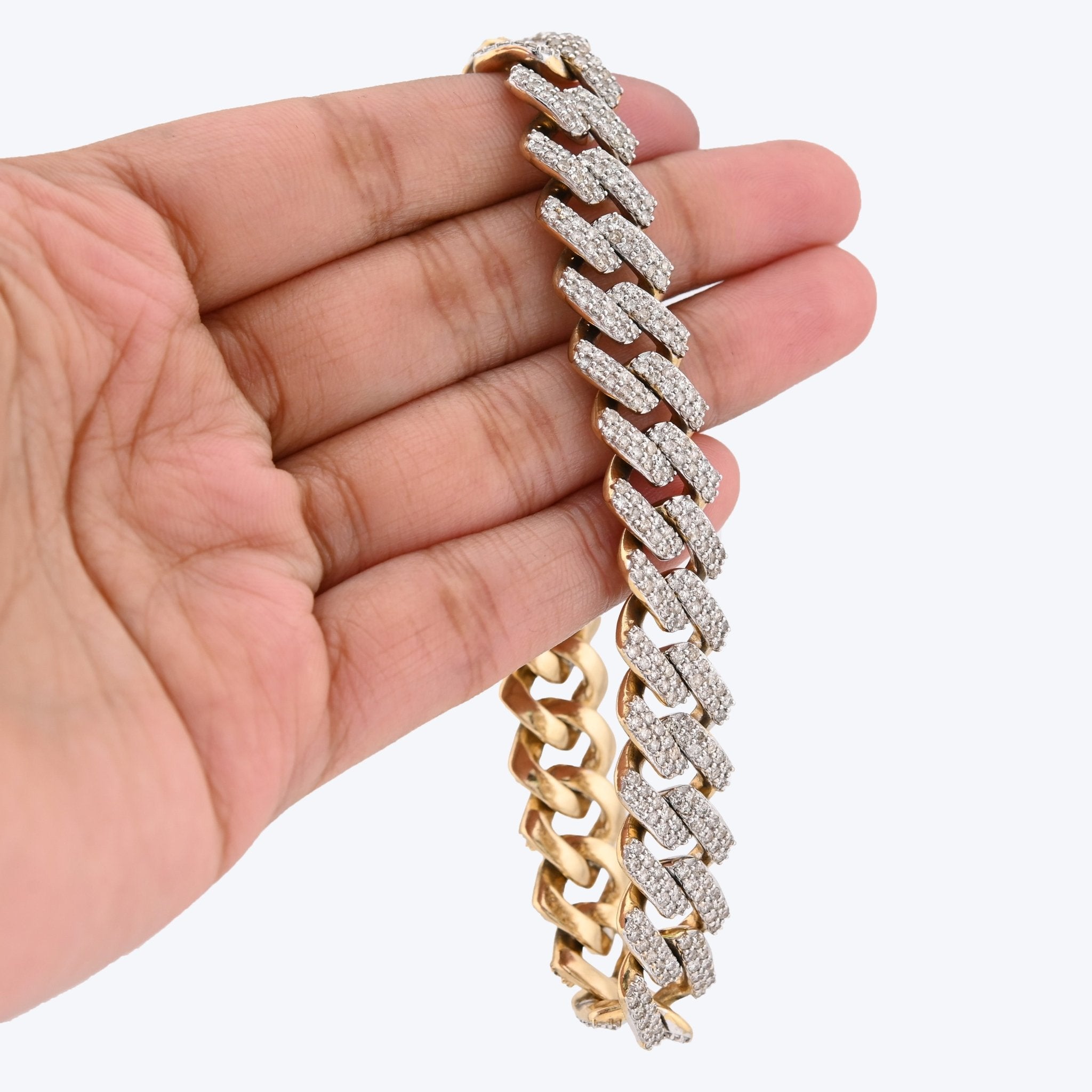 10K Yellow Gold 13CT Natural Diamond 14MM Cuban Link Bracelet 8" Men Women 56.4g - Elite Jewelers - Bracelets