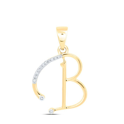 10k Yellow Gold 1.41g 0.07CTW Natural Diamond Initial " B " Letter Pendant Charm - Elite Jewelers - Charms & Pendants