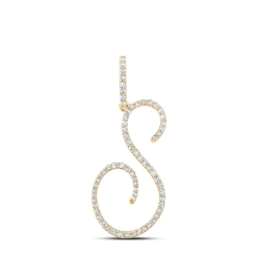 10k Yellow Gold 1.41gms 0.43CTW Natural Diamond Initial "S" Letter Pendant Charm - Elite Jewelers - Charms & Pendants