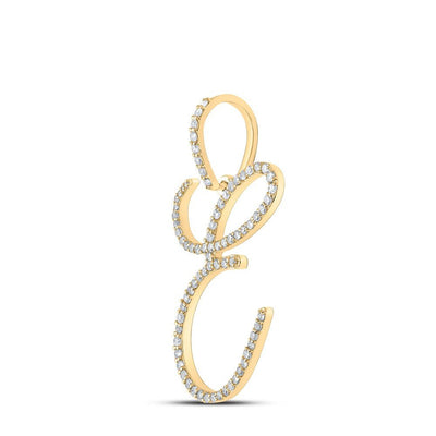 10k Yellow Gold 1.42gms 0.48CTW Natural Diamond Initial "E" Letter Pendant Charm - Elite Jewelers - Charms & Pendants
