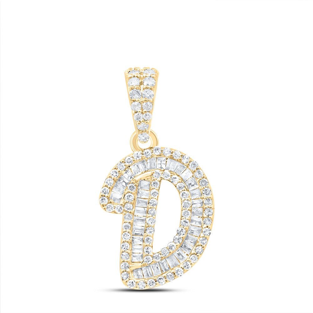10k Yellow Gold 1.43gms 0.36CTW Natural Diamond Initial "D" Letter Pendant Charm - Elite Jewelers - Charms & Pendants