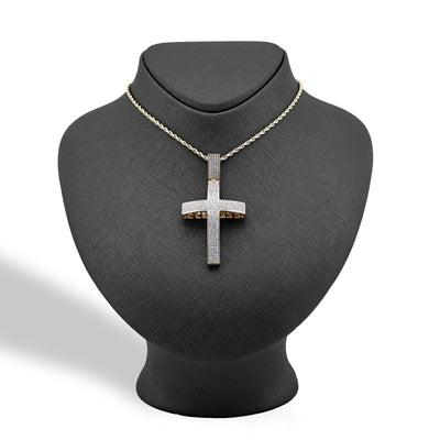 10k Yellow Gold 1.45CTW Natural Diamond Pave Domed Cross Pendant 17.5g Charm - Elite Jewelers - Charms & Pendants