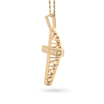 10k Yellow Gold 1.45CTW Natural Diamond Pave Domed Cross Pendant 17.5g Charm - Elite Jewelers - Charms & Pendants