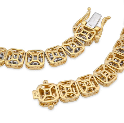 10K Yellow Gold 14.71CT Baguette Natural Diamond 77.3G Tennis Chain Men Women 8MM Necklace - Elite Jewelers - Necklaces