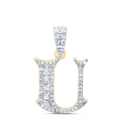 10k Yellow Gold 1.48g 0.23CTW Natural Diamond Initial "U" Baguette Pendant Charm - Elite Jewelers - Charms & Pendants