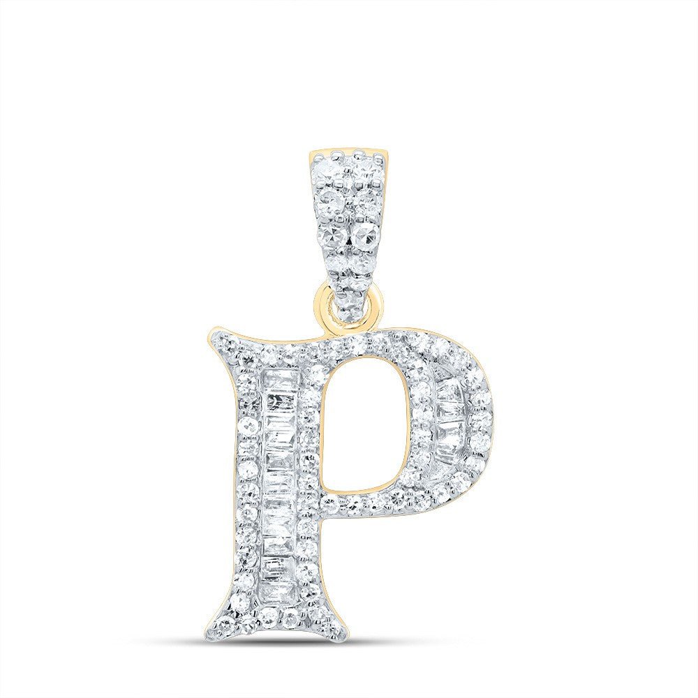 10k Yellow Gold 1.48g 0.27CTW Natural Diamond Initial "P" Baguette Pendant Charm - Elite Jewelers - Charms & Pendants