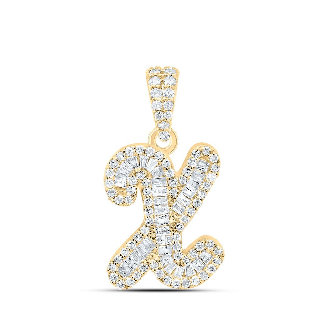 10k Yellow Gold 1.48gms 0.35CTW Natural Diamond Initial "X" Letter Pendant Charm - Elite Jewelers - Charms & Pendants