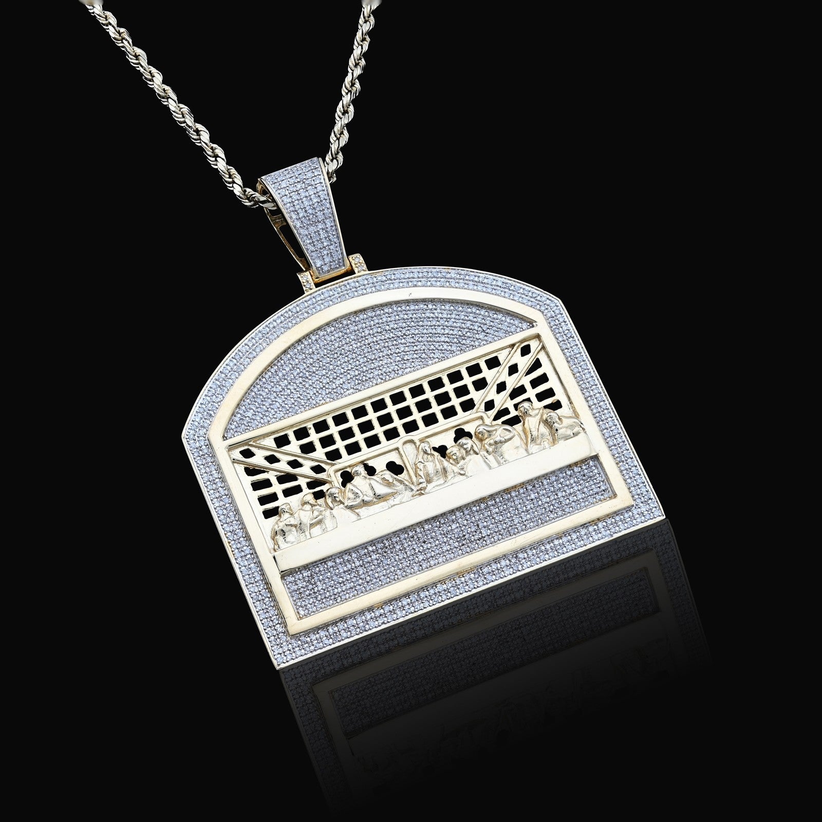 10k Yellow Gold 1.4CTW Natural Diamond Last Supper Religious Pendant 19.9g Charm - Elite Jewelers - Charms & Pendants