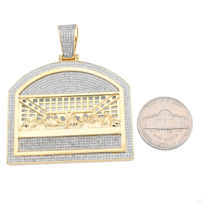 10k Yellow Gold 1.4CTW Natural Diamond Last Supper Religious Pendant 19.9g Charm - Elite Jewelers - Charms & Pendants